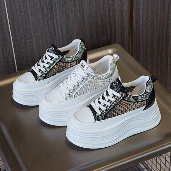 8 cm heightening 2026 breathable mesh small white shoes for women thick sole small sneakers for women summer breathable mesh