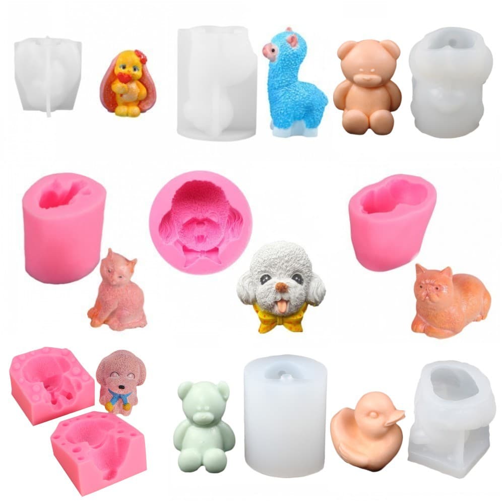 A variety of animal 3D Puppy Kitten mousse cake silicone mold pig handmade soap aromatherapy plaster mold