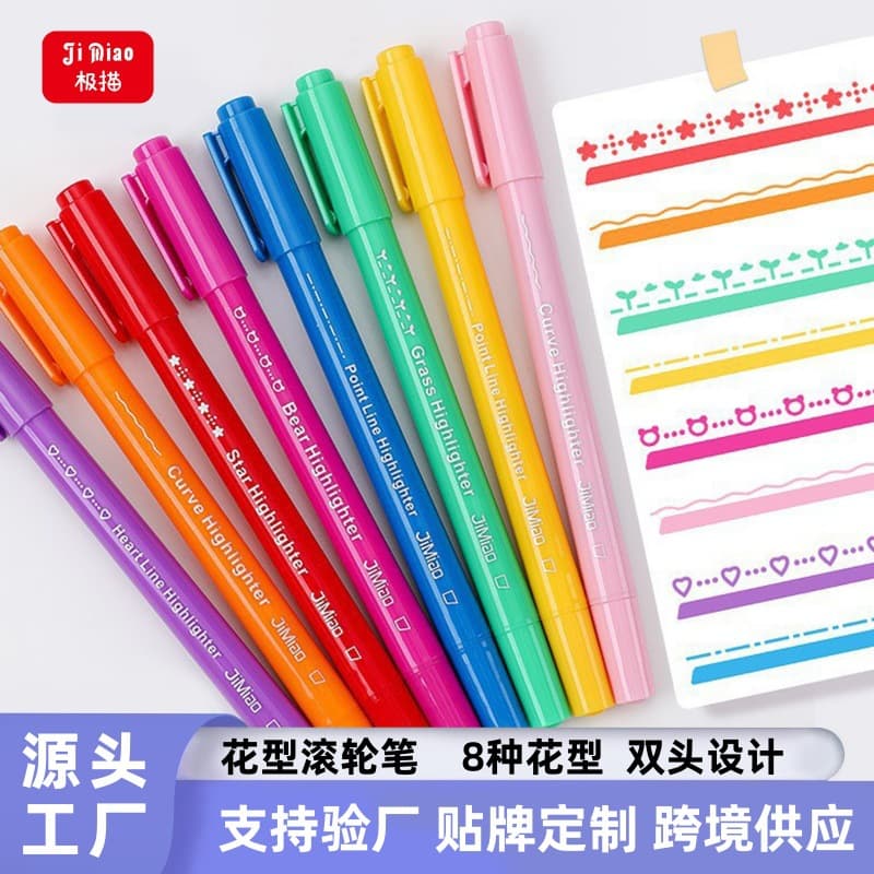 Roller Curve Journal Decorative Pen Wavy Pattern Outline Curve Pen Student DIY Highlight Marker
