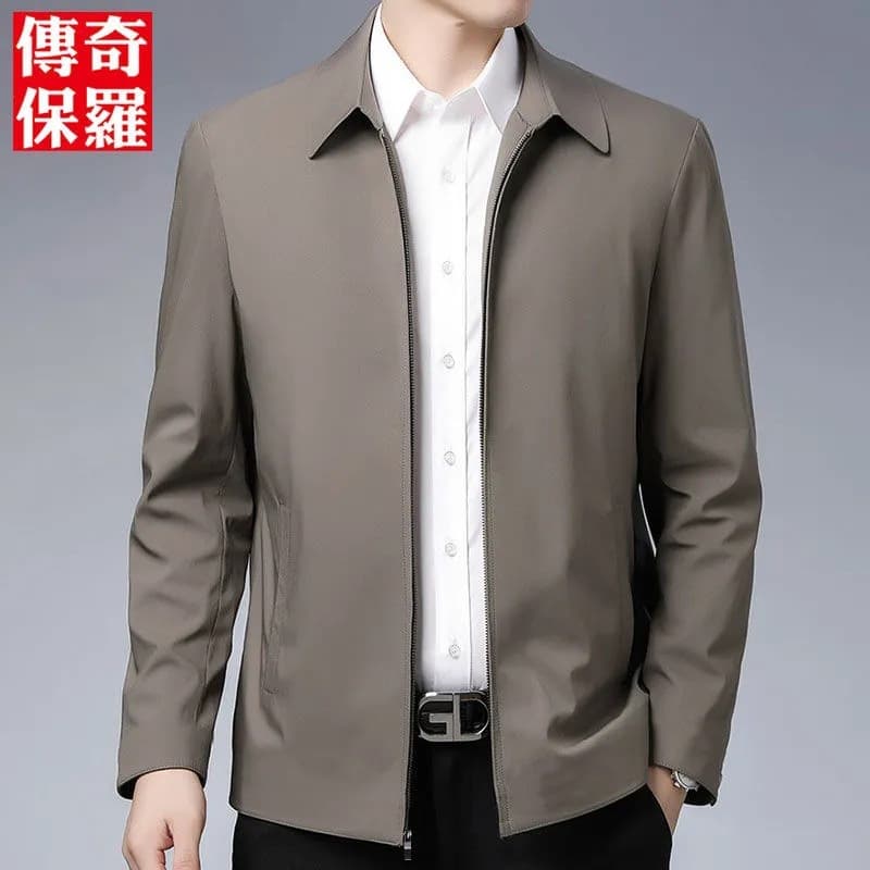 2021 Spring/Autumn Men's Jacket for Middle-aged and Elderly Men, Notched Collar Casual Jacket for Dad