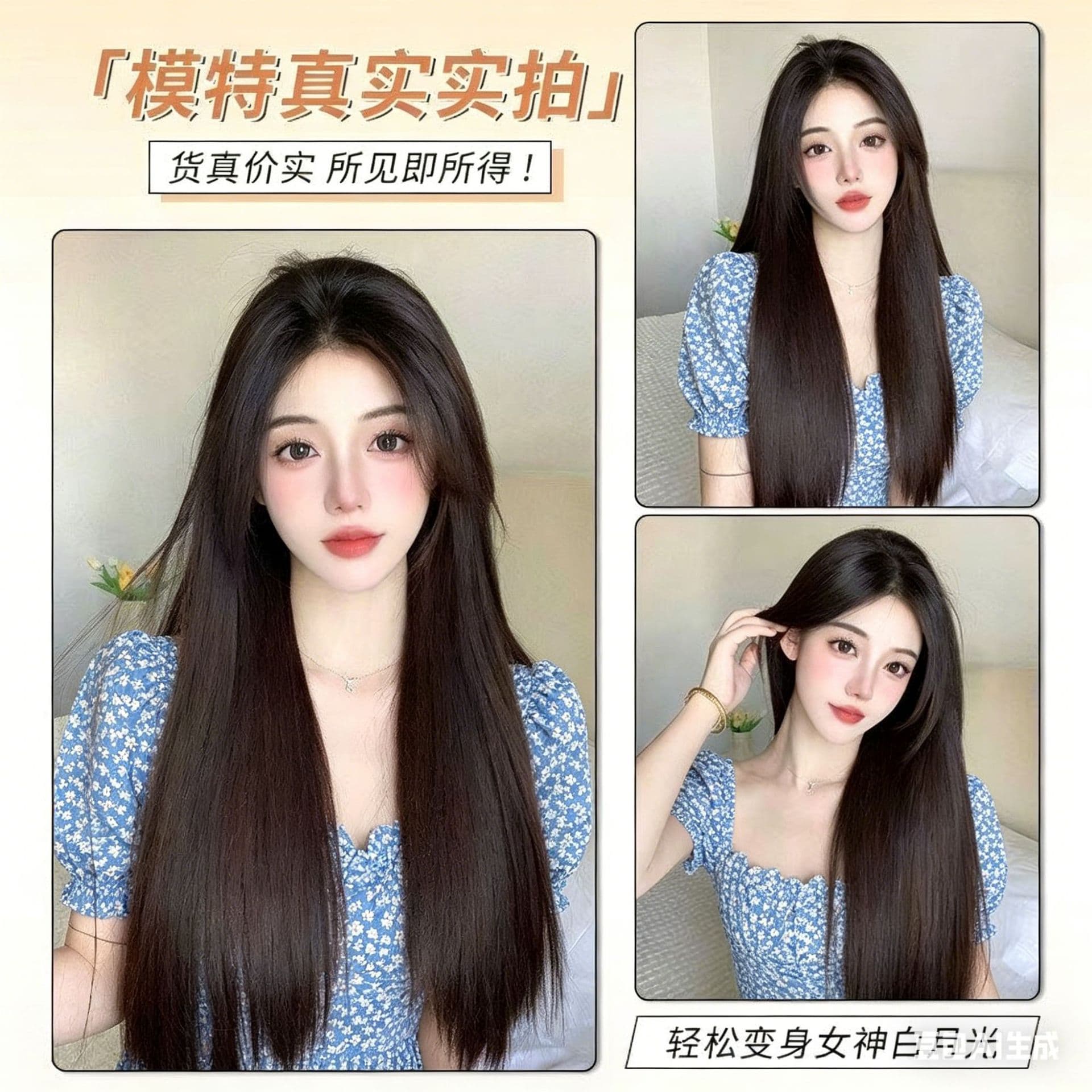 Ultra-Lightweight Hair Topper 3-Pack, Volume-Boosting, Fluffy and Breathable, Black Long Straight, Invisible and Seamless Hair Patch