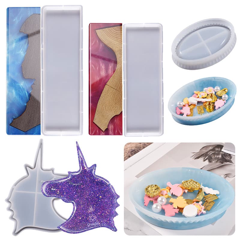 Crystal Epoxy Resin Storage Tray Oval Striped Dish Silicone Mold Epoxy Mechanical Keyboard Resin Wrist Rest Decoration