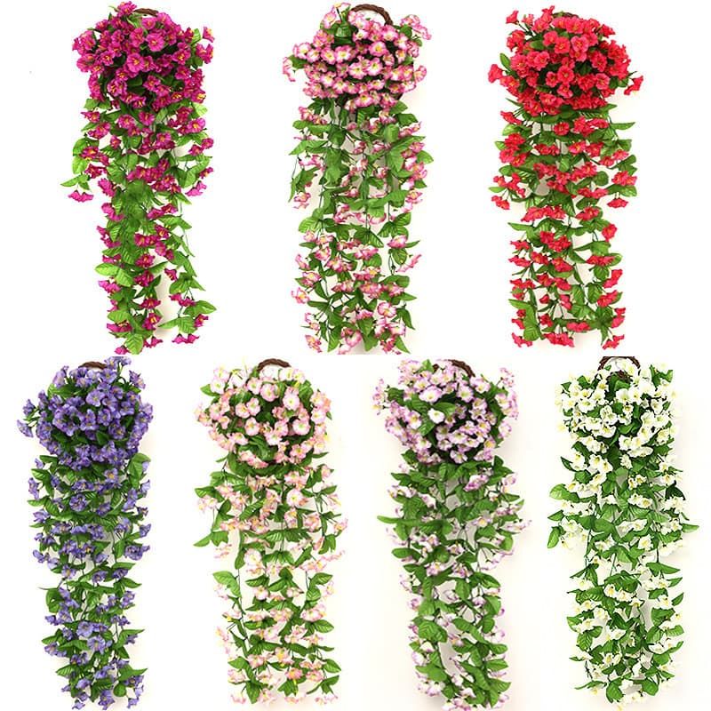 Artificial Violet Wall Hanging Flower Vine Morning Glory Wedding Interior Decoration Fake Flowers