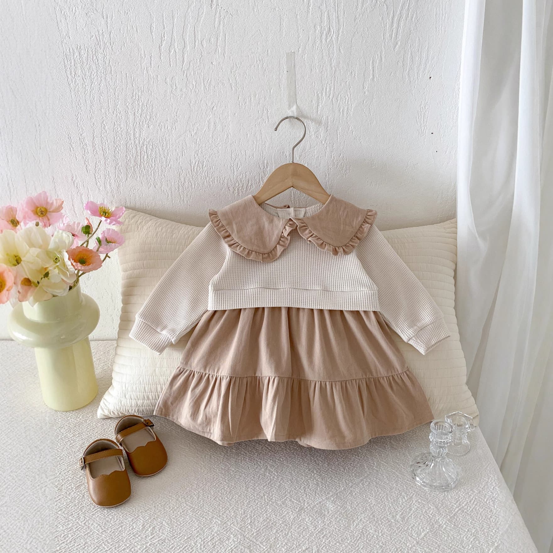 Korean-style baby two-piece dress, autumn dress for 2025 new trendy sweet princess dress for little girls