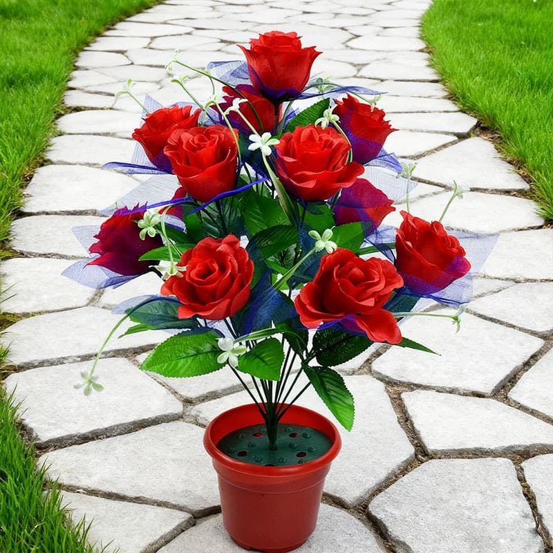 Yiwu Photo Screen Crafts manufacturers wholesale simulation silk flower bouquet 12 head with yarn Peacock rose fake flower rose bouquet