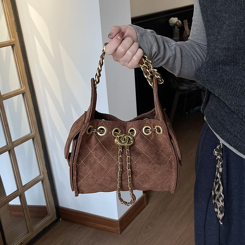 Cross-border Simple Textured Shoulder Bag 2025 New Diamond Stitch Underarm Bag Fashion Trendy Stylish Shoulder Bag