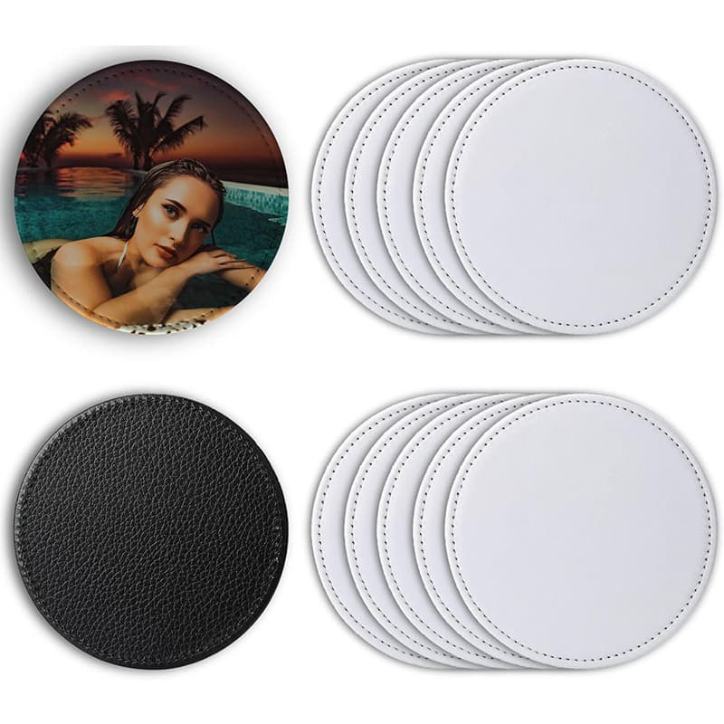 Heat Transfer PU Coaster Blank Material Sublimation PU Coaster Sublimation Leather Coaster Creative