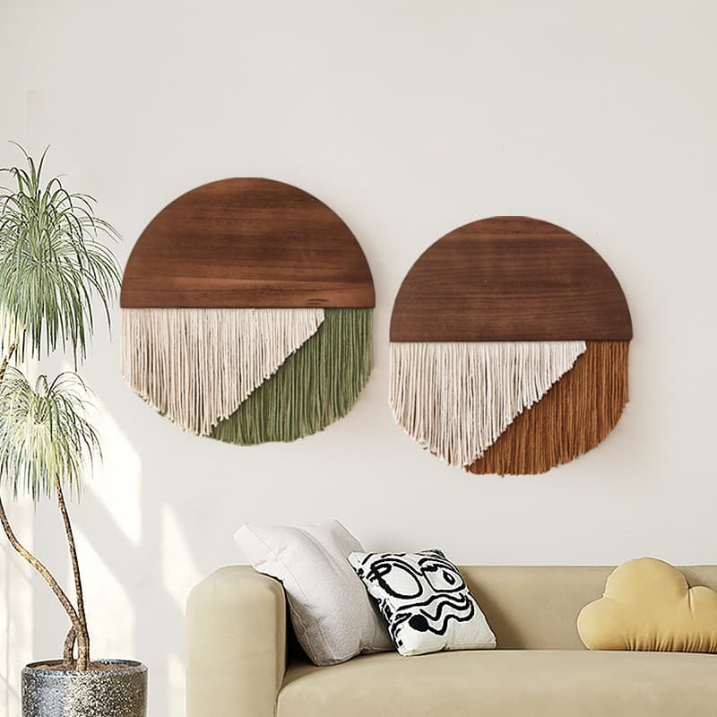 New Homestay Tapestry Fringe Wall Hanging Nordic Wall Decor Handwoven Wooden Board Fringe Creative Wall Hanging Tapestry