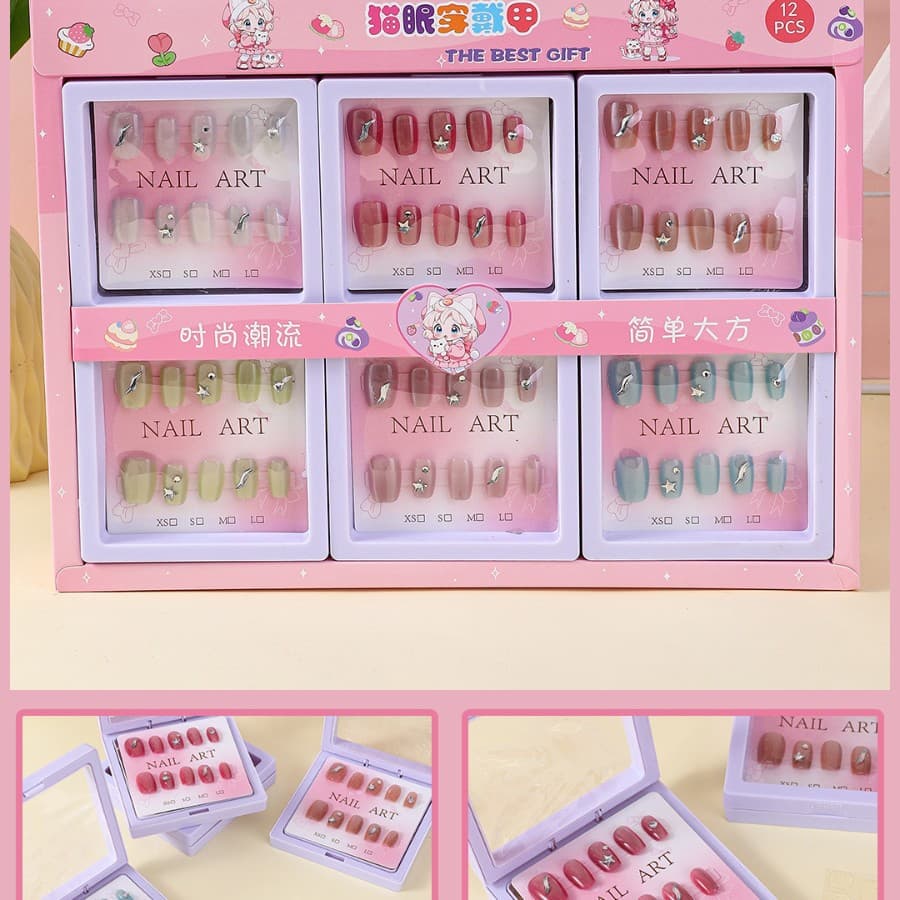 Wearable Nails Cat Eye Rhinestone Premium 5009 Stall Business Children's Handmade Cute Wearable Nails Wholesale