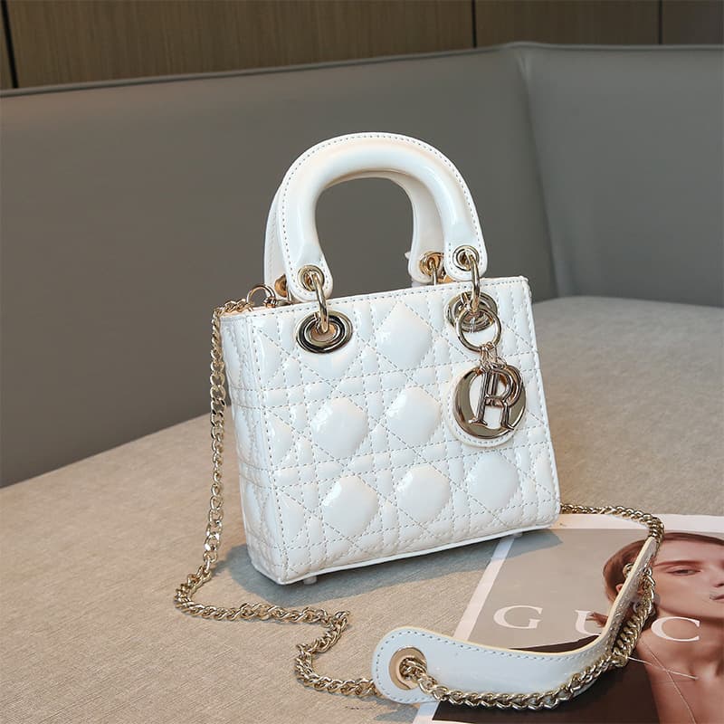 Patent Leather Lady Dior Bag 2026 New Lady Dior Bag Elegant Chain Bag Handbag Crossbody Small Bag