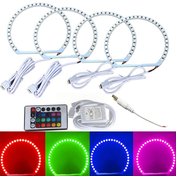 Cross-border 4*131mm Angel Eye RGB 7-Color Halo Semi-Circular 5050 LED High Brightness for BMW E36 E46