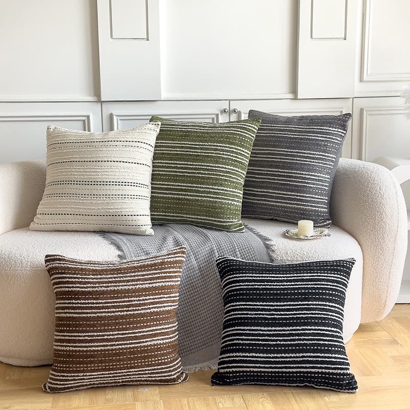 New modern chenille pillow cover plain room living room sofa bedside backrest striped cushion cushion waist pillow