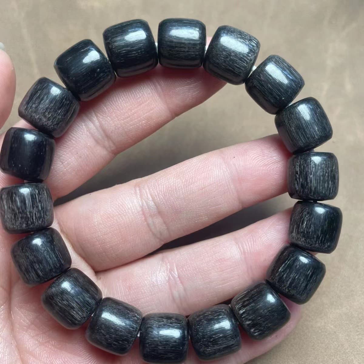 Genuine Black Donkey Hoof Single-Ring Bracelet, Buddhist Beads, Pendant, Handheld Piece, Wushi Pai