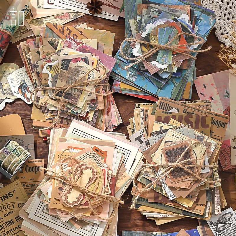 Xinmo Yijiushi Series Scrapbook Paper Ins Vintage Artistic Niche English Handmade Journal Collage Material Stickers