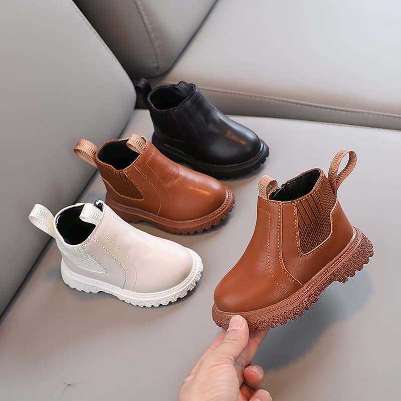 Spring and autumn sports boys' casual leather boots for girls and boys comfortable Martin boots for children and middle-aged children retro British style single boots