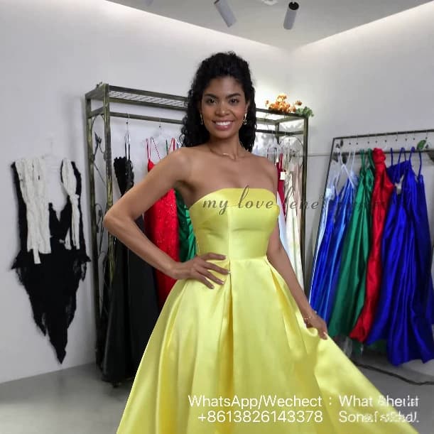 2026 New Arrival Solid Color Simple Strapless Evening Dress for Banquet Birthday Party Host Performance Amazon