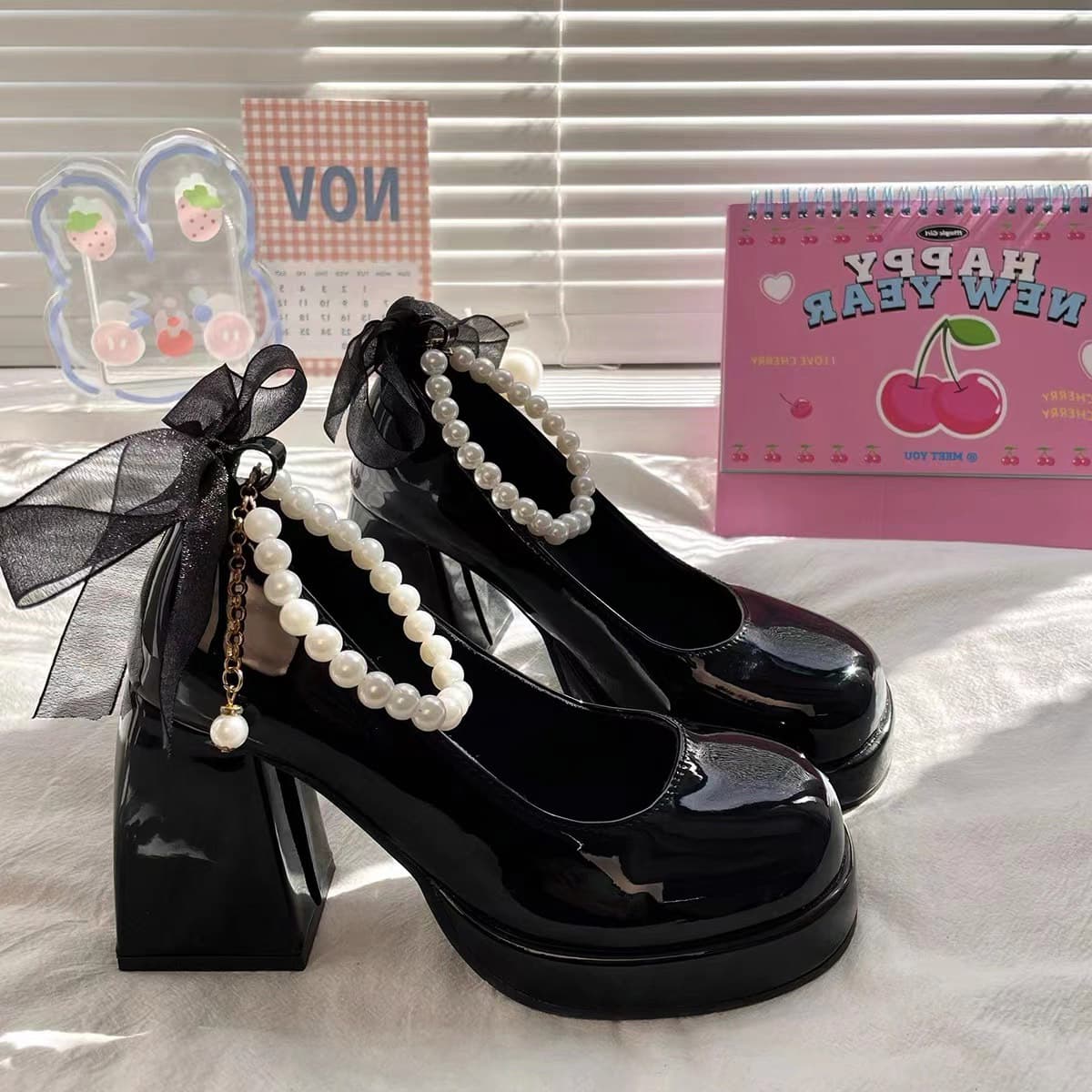 Thick-Sole French Mary Jane Shoes for Women, High Heel, Niche Design, Elegant Premium Lolita Chunky Heel Leather Shoes