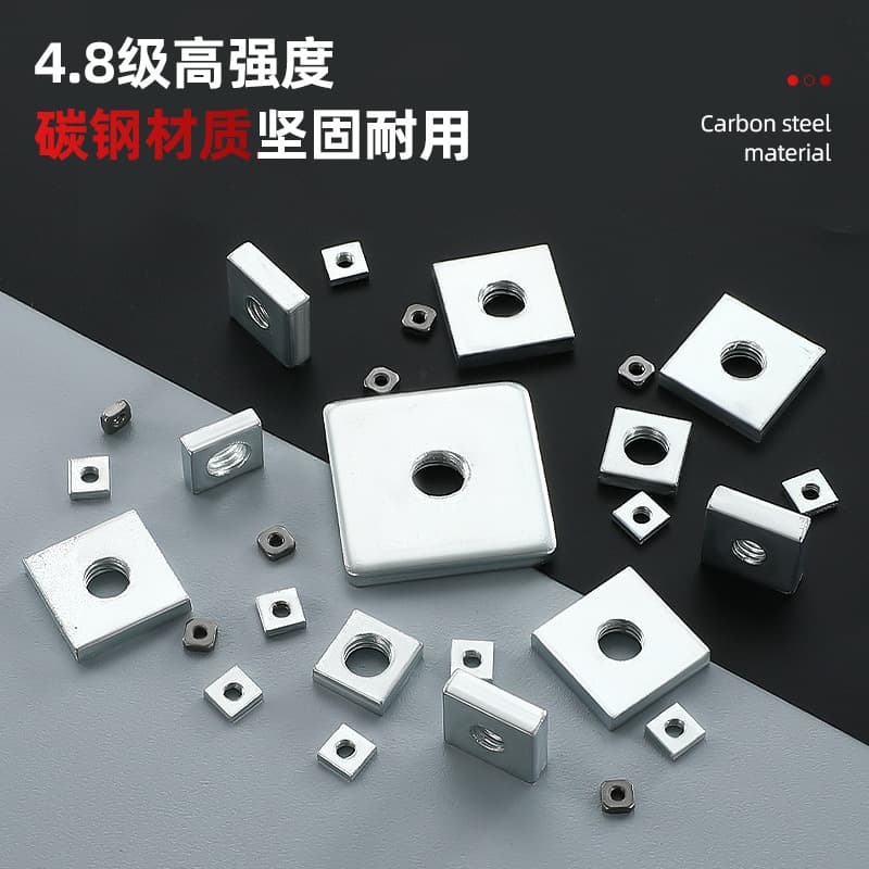 ✅ Square Nut Plate, Four-Way Washer, Carbon Steel Galvanized Special-Shaped Square Nut M3M4M5M6M8M Aluminum Profile Square