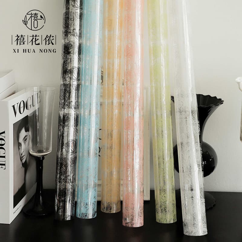 Xihuanong Crystal Rose OPP Flower Wrapping Paper Handmade Gift Paper for Rose Bouquets Flower Shop Florist Supplies