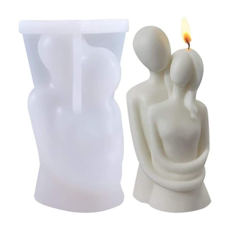Valentine's Day Hugging Lovers Silicone Mold DIY Male and Female Human Figure Embracing Aromatherapy Candle Ornament