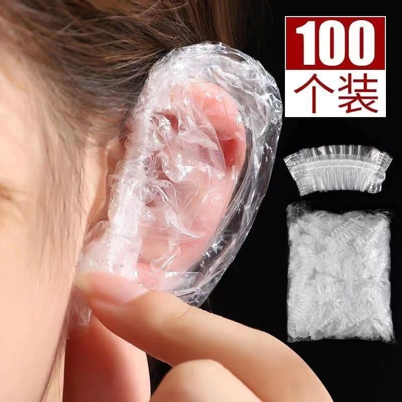 100 pieces of disposable earmuffs to prevent water intrusion, ear piercing, children's bathing, shampooing and hair dyeing, ear protection earmuffs and ear caps
