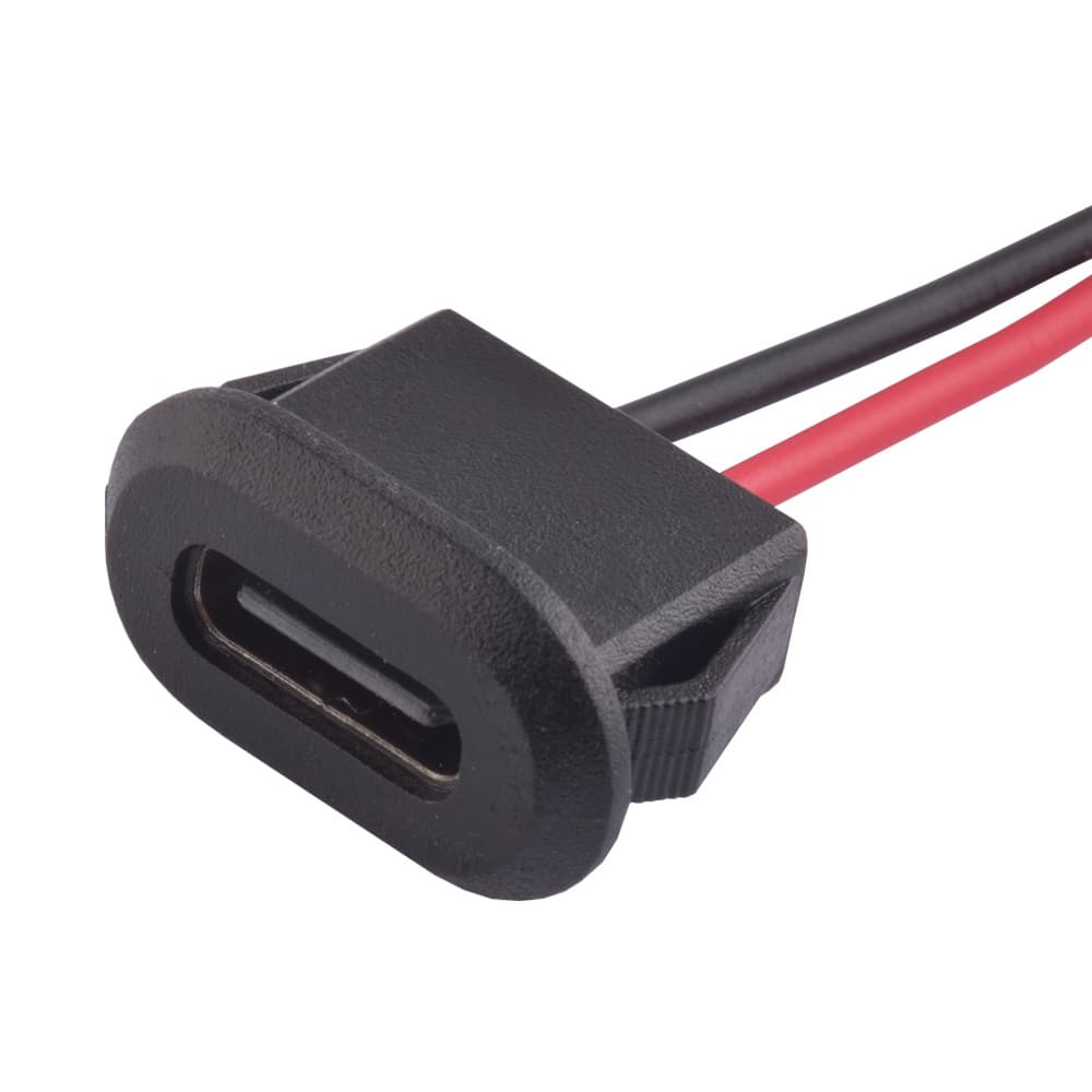 TYPE-C 2P Waterproof IPX5 Connector, Injection Molded Straight Press Type with PH2.0 Terminal Wire