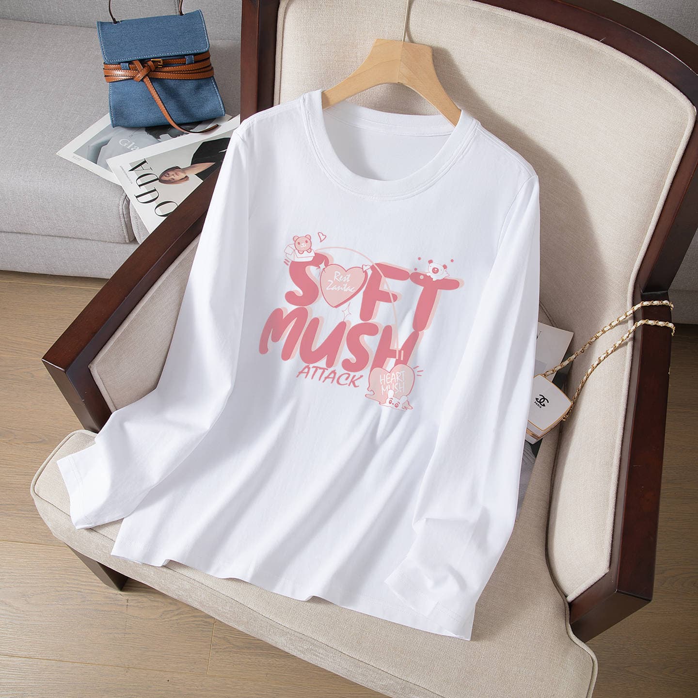 Long Sleeve T-Shirt for Women Plus Size 200 lbs Autumn New Style Cotton Inner Layer Round Neck Women's Top