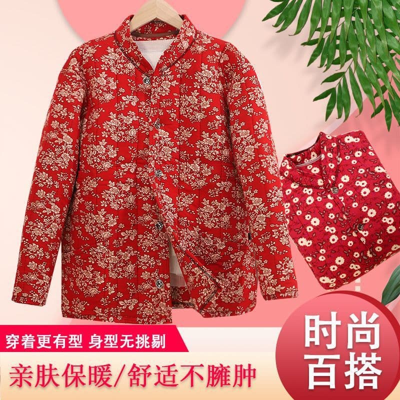 Camel Hair Cotton Padded Jacket 2026 New Autumn/Winter Women's Clothing for Middle-aged and Elderly, Thickened Floral Print Cotton Coat for Older Women