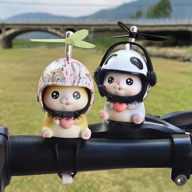 Wholesale cute magic kitten, little yellow duck, rearview mirror, car ornaments, bicycles, electric vehicles, motorcycle decorations