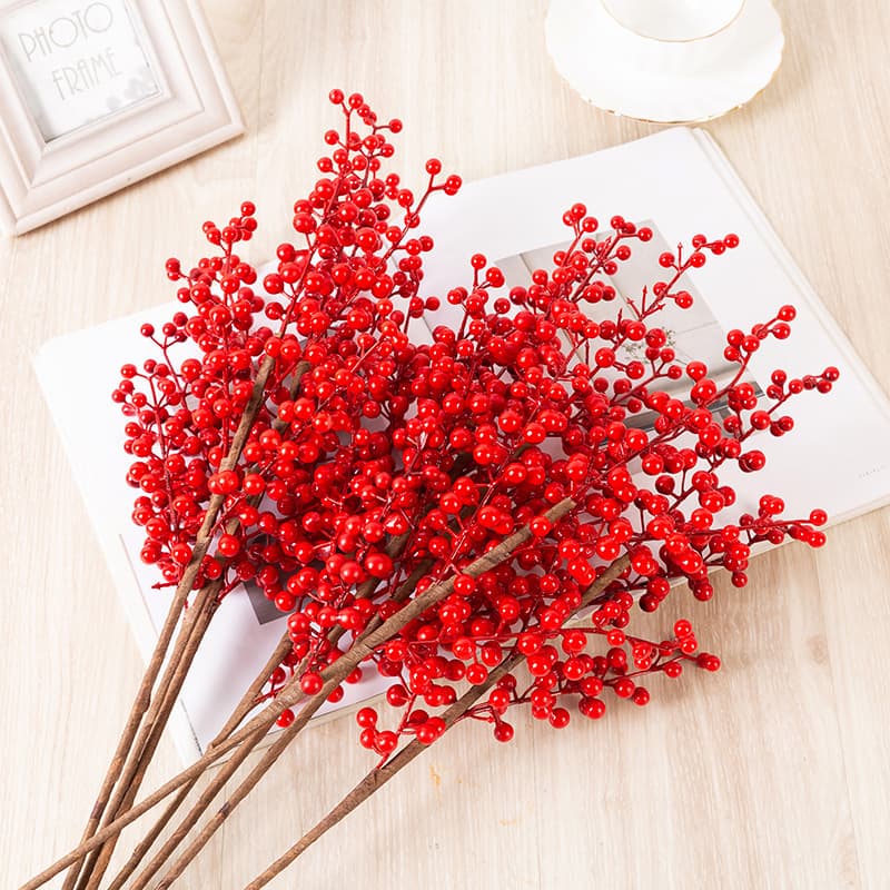 Berry Red Holly Berry Wealth Fruit Festive Fruit Christmas Berry Home Wedding Greenery Artificial Plant Home Decor