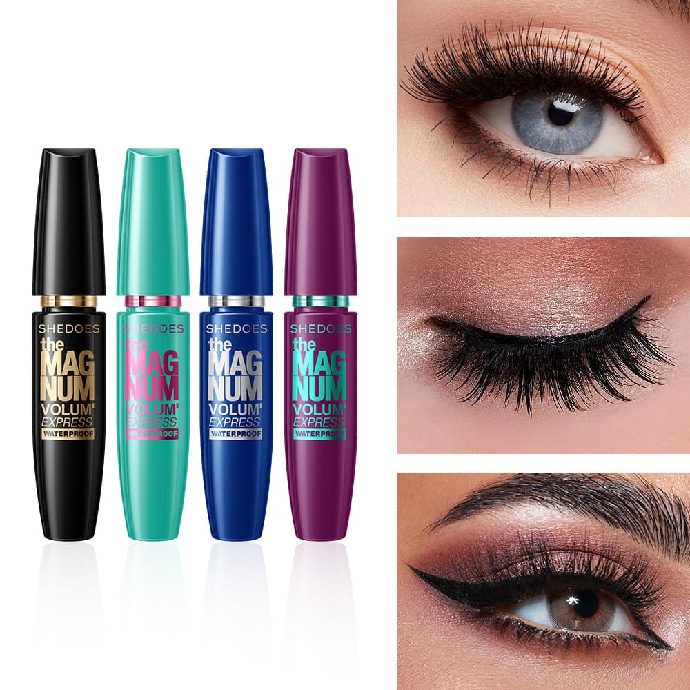 SHEDOES cross-border four-color European and American style waterproof, sweat-proof, slim and long makeup lasting thick quick-drying mascara