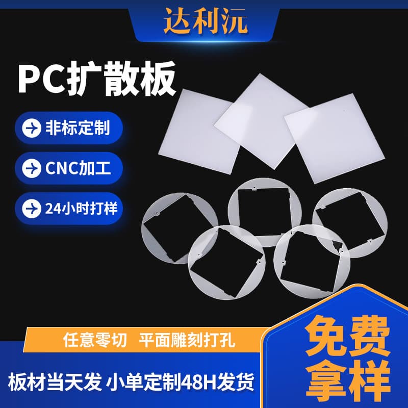 Custom Milky White Square Light Guide Panel PC Diffuser Board Glossy Single/Double Sandblasted Ceiling Downlight Uniform Light Panel Zero Cutting