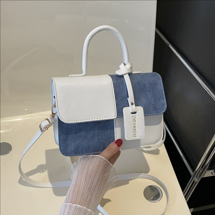 Cross-border Trendy Fashion Patchwork Textured Handbag 2026 New Commuter Stylish Shoulder Crossbody Bag Small Square Bag