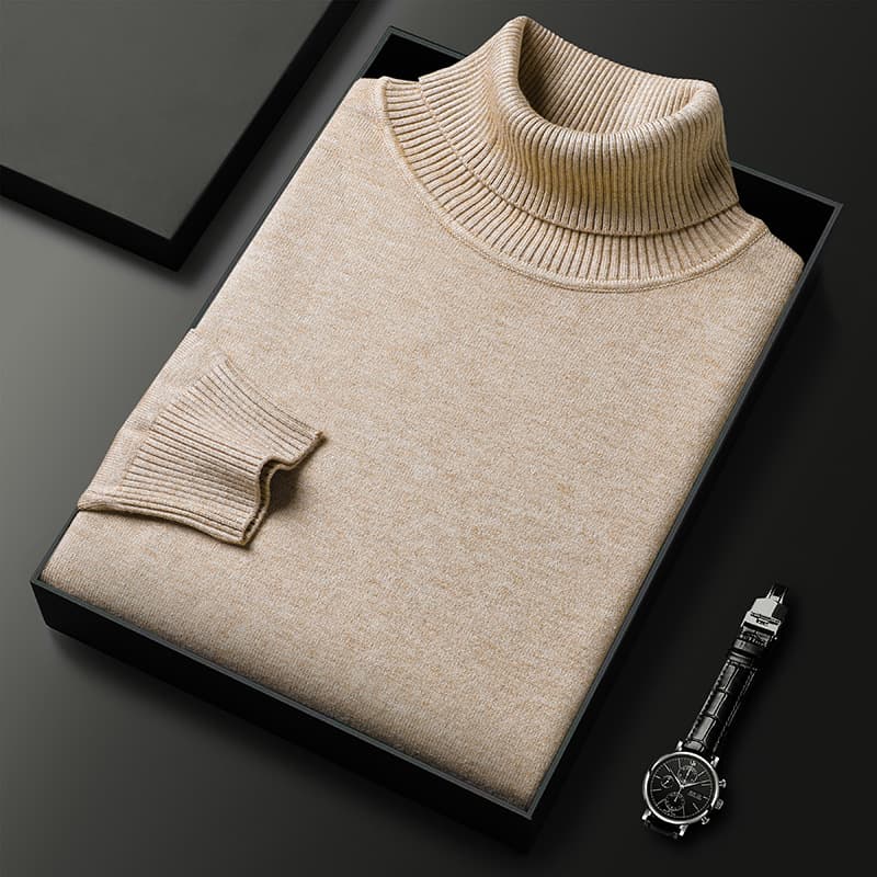 High Collar Knitted Sweater Men's Base Layer Shirt Middle Youth Slim Fit Solid Color Overhead Knitwear Multiple Colors