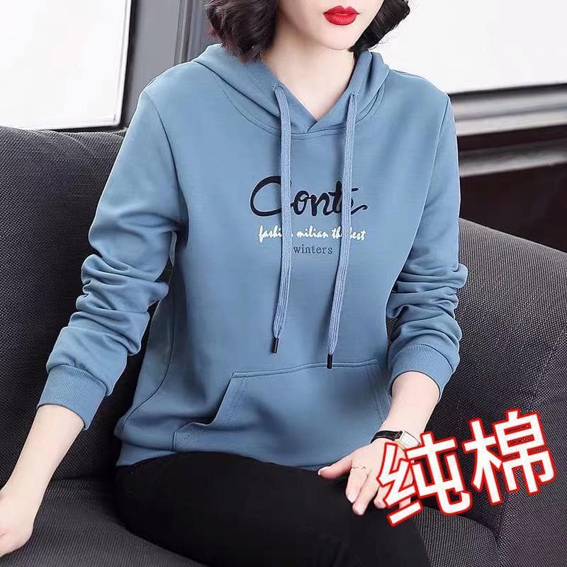 Hooded sweatshirt for women new autumn plus-size women's clothing Korean style loose middle-aged mom trendy top.