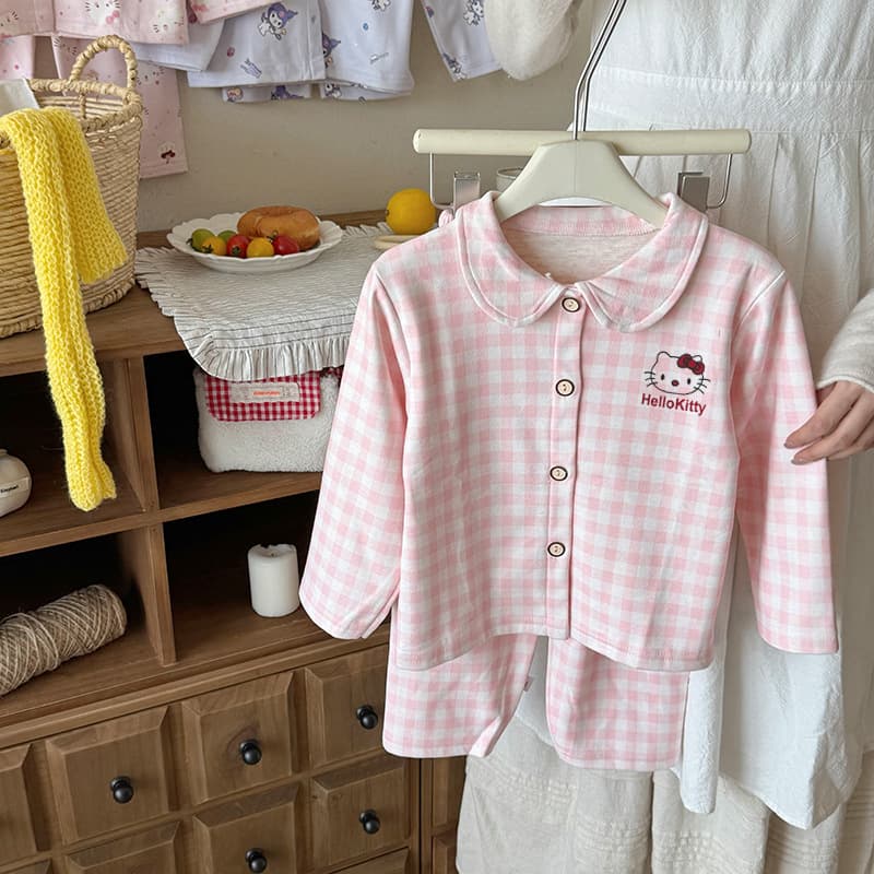 Spring/Autumn Kids Lapel Cardigan Pajama Set Baby Cartoon Homewear Two-Piece Long Sleeve Pants for Boys and Girls Wholesale Available