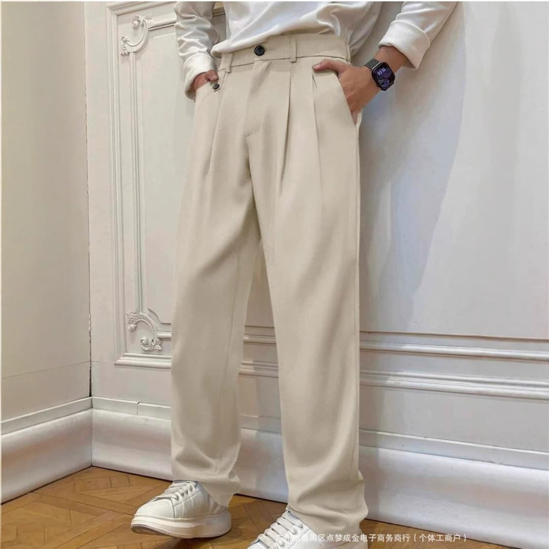 Wide Leg Suit Pants for Men, Amazon Cross-Border New Product, Casual Short Sleeve Lapel, Foreign Trade Ins Style Men's 2025 New Release