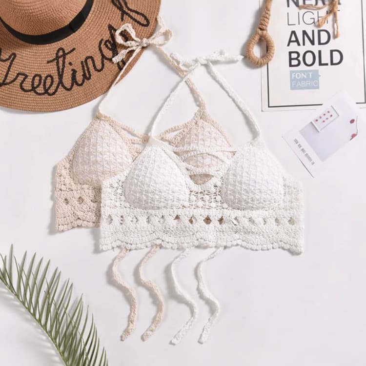Swimsuit Sexy Embroidery Bra Lace-Up Top Short 2025 Summer Fashion Women's Swimwear Bohemian