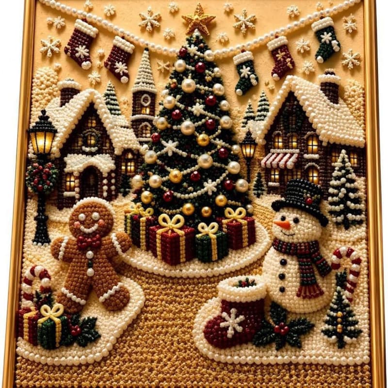 Cross-border Innovative Design Fashion New Christmas Wall Art Kit 3D Pearl Christmas Wall Decoration