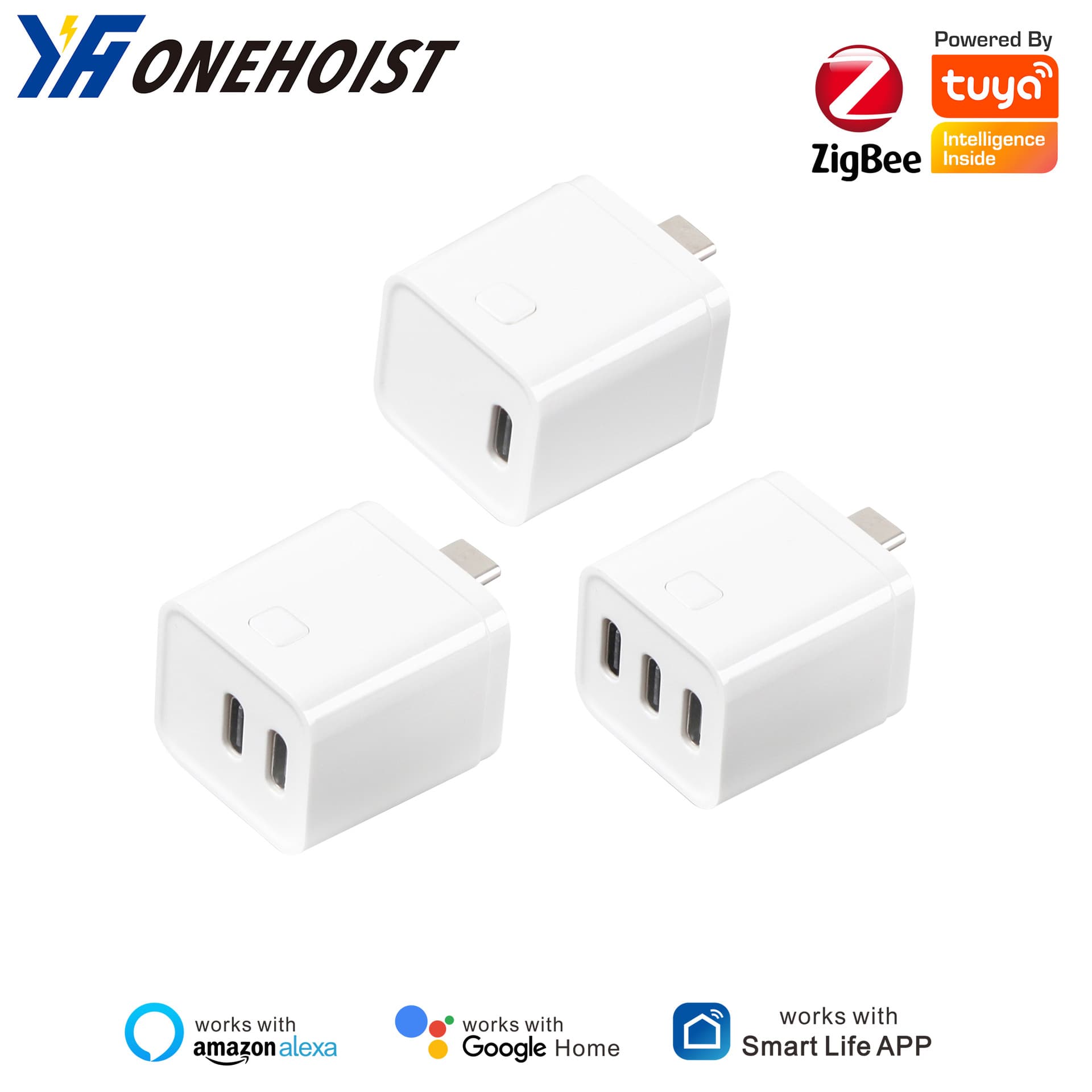 Tuya Smart Zigbee Multi-Interface Power Adapter Remote Control TypeC Charger Head Switch 1/2/3CH