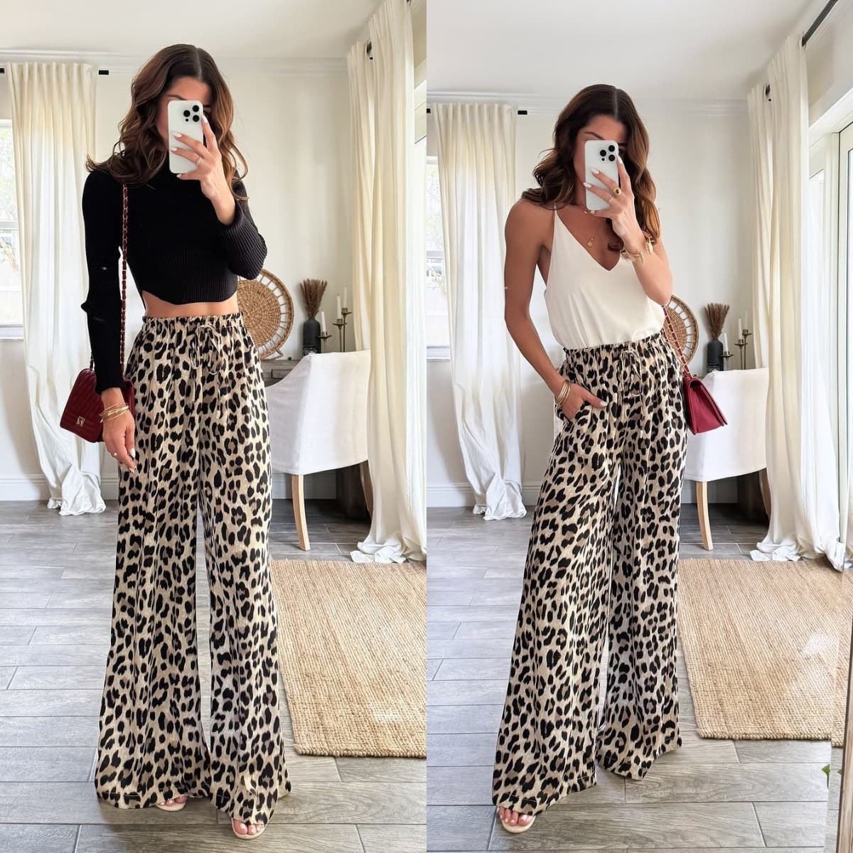 2025 New Cross-border European & American Style Leopard Print Wide-Leg Casual Pants Amazon Spring New Wide-Leg Straight Long Pants