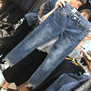 Plus Size Women's Jeans 2025 Summer/Fall New 200lbs Cropped Pants High Stretch Ripped Skinny Leg Pants