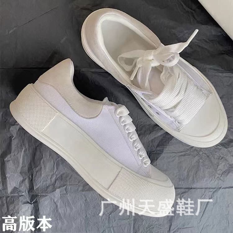 McQueen Canvas Shoes Women's Spring 2023 New Platform High-Sole White Shoes Women's Casual Sports Torre Shoes