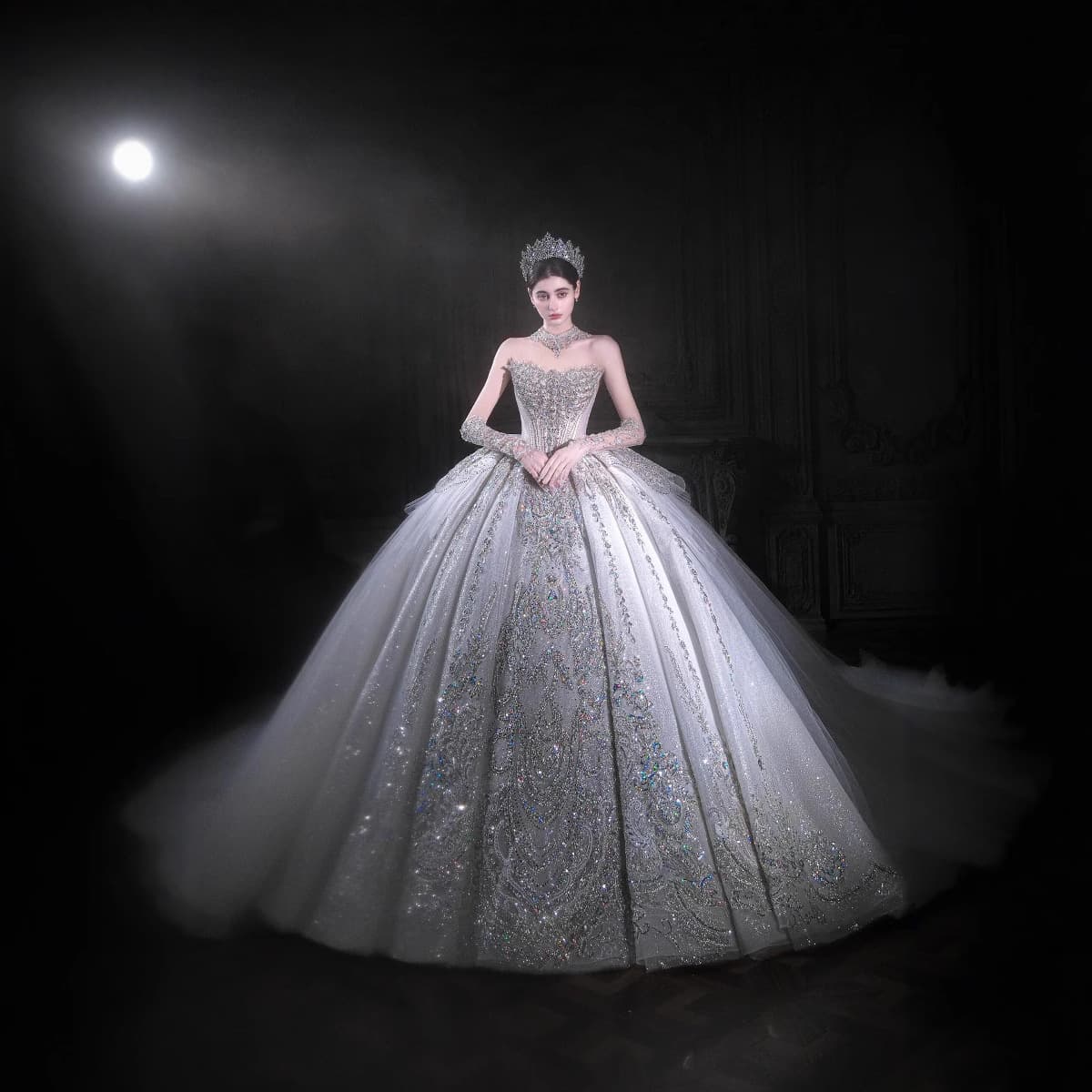 Wedding Dress Strapless Main Wedding Gown Heavy Luxury High-End French Court Style Dreamy Train