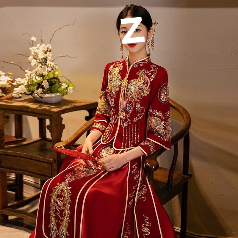 Velvet Xiuhe Wear Bride 2025 New Chinese Wedding Dress Wedding Toast Suit Show Kimono Small Manufacturer