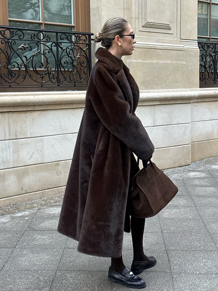 Cross-border Women's Belted Thick Warm Faux Fur Coat Eco-friendly Mink-like Faux Fur Long Coat