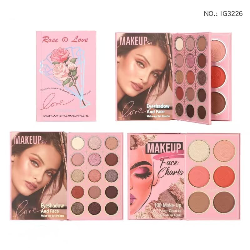 Overseas Cross-border Rose Pattern 21-Color Pearl Matte Eyeshadow Highlighter Blush Multifunctional Eyeshadow Palette Makeup Palette