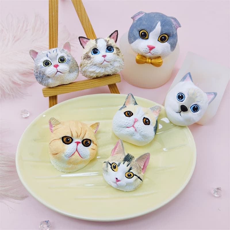 DIY Cute Cat Silicone Mold for Car Aroma Diffuser, Plaster Resin Figurine, Cake Baking Decoration Mold