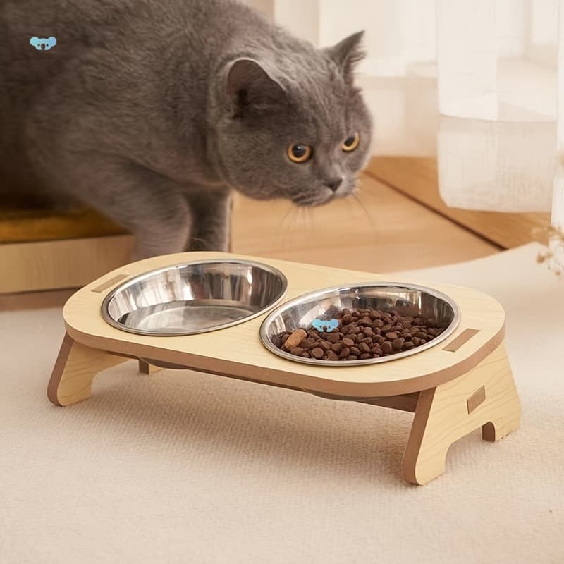 2pcs Pet Cat Food Double Bowl Cat Food Single Bowl Cat
