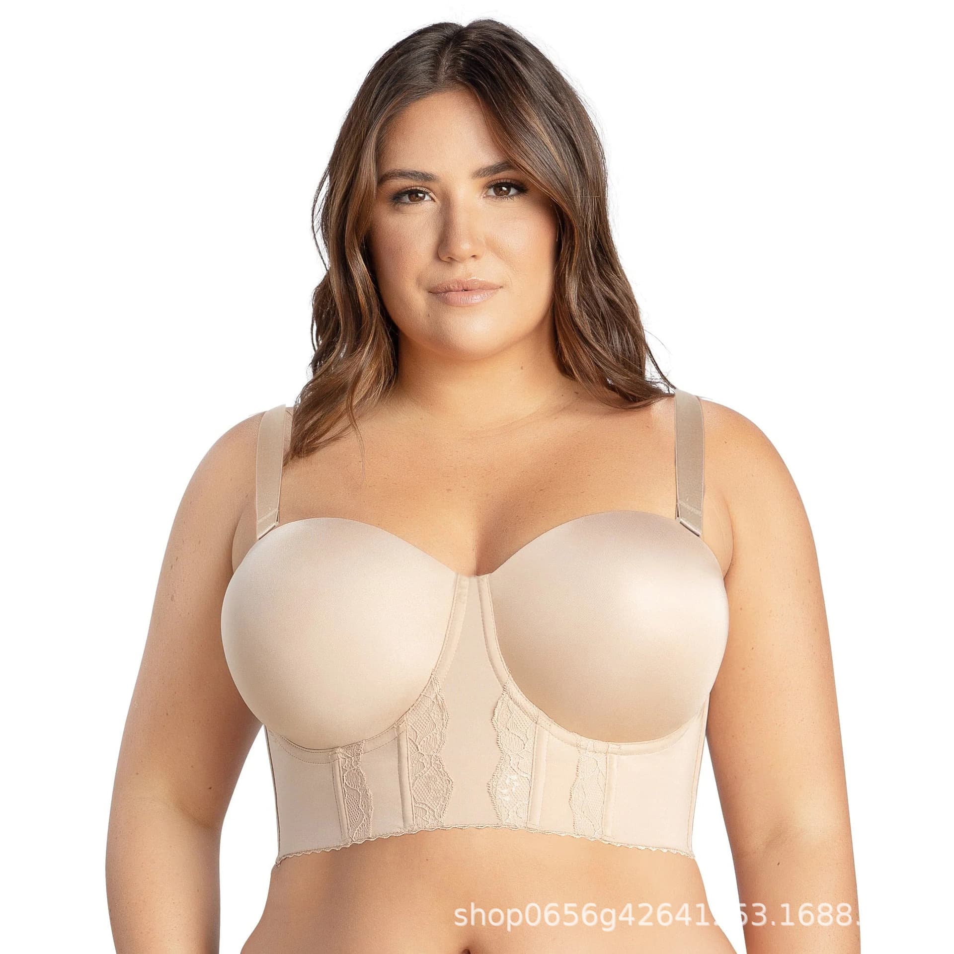 Cross-Border Plus Size 2025 Lace Seamless Memory Wire Bra, Push-Up Side Boob Coverage Sports Bra
